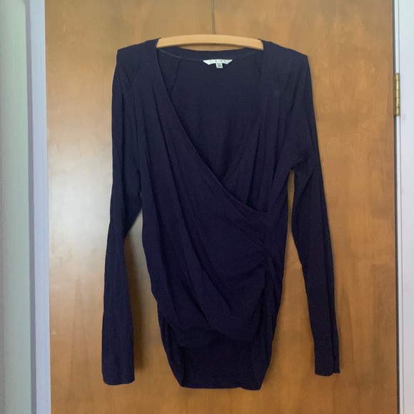 CAbi Tops - Cabi blueberry cotton ruched long sleeve top. Large